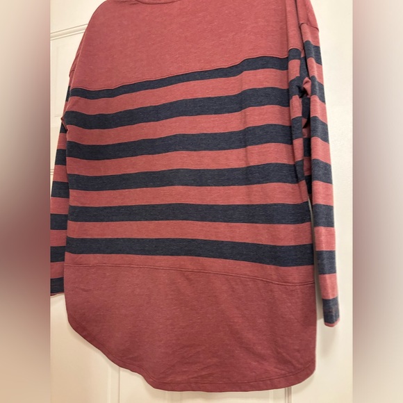 Women's Z Supply Striped Varsity Crew Neck Stone Sun Washed Oversized - Picture 6 of 7